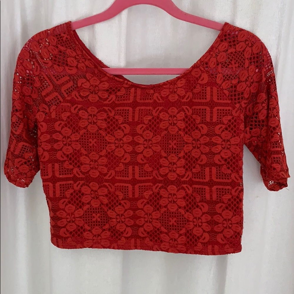 Red Lacy Crop Top
